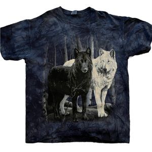 Vintage Wolf Shirt Blue tie dye Size XL Quail Hollow